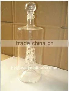 2014 popular hand made heat resistant borosilicate oil bottle