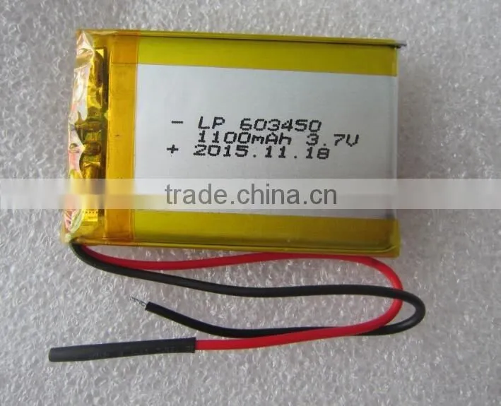 Rechargeable Li-polymer Battery 603450 1100mAh 3.7V With PCM and Wires