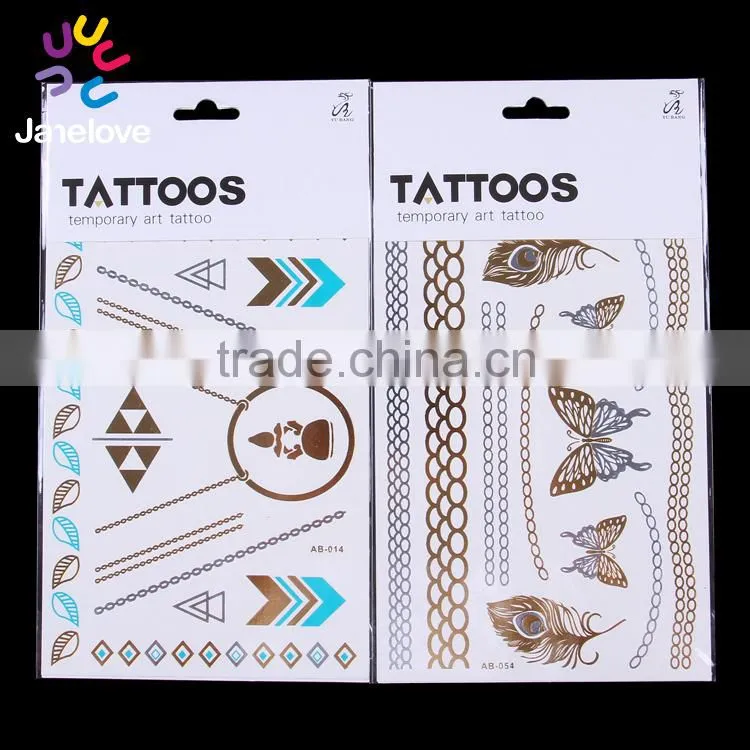 Temporary gold silver body tattoos 15*20CM Flash Tattoos wholesale