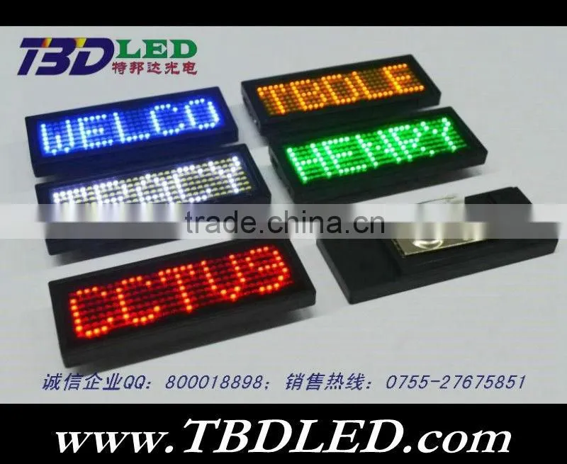 B729 blue led name card badge,led mini led display,mini led message sign