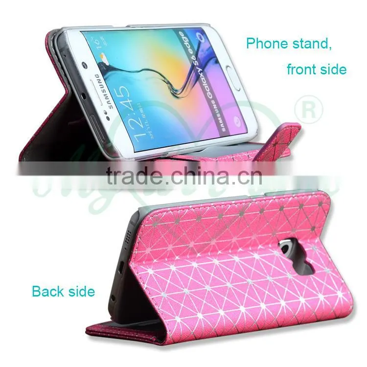 Grid Patterm OEM Leather Case for Samsung S6 Edge