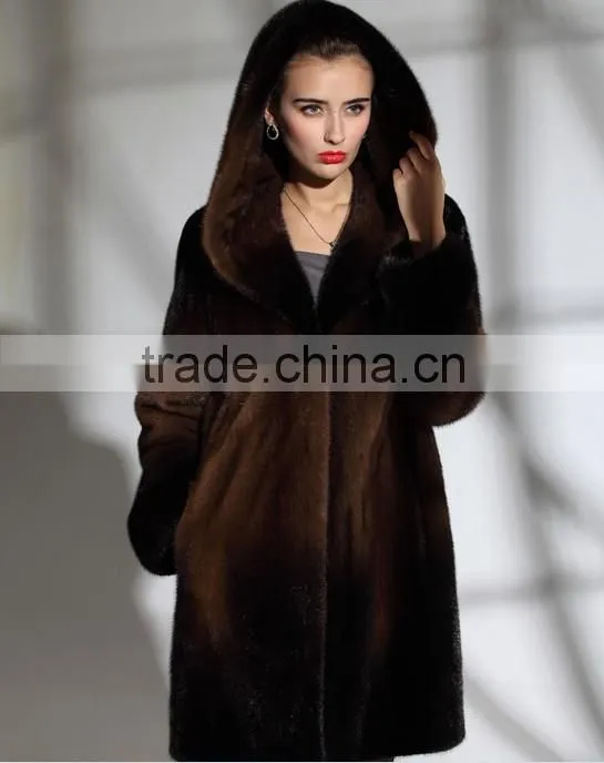 mk14098 Transitional short mink Fur Coat with hood