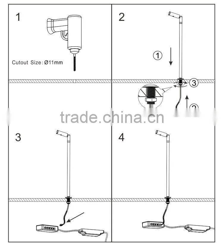 High efficiency good quality 2W LED cabinet light 180Lm CRI>80 input 220-240V