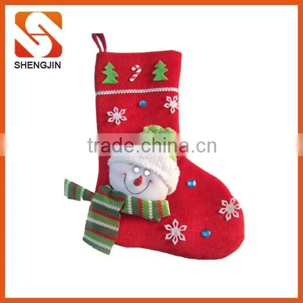 SJ-6953 Father Chirstmas stocking promotional velvet custom christmas socks