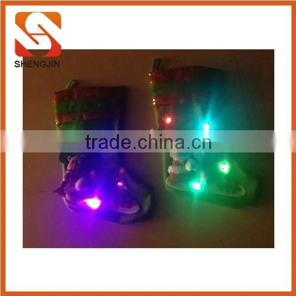 SJ-6817 Light up Sock Gift Bag flashing Tree Decorating led lights Santa Claus Christmas Stocking