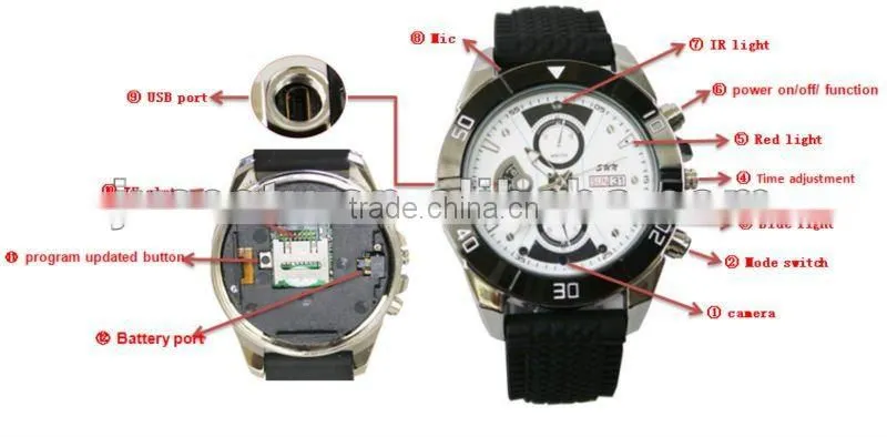 Hot Sale Watch Camera JVE-3105G-8 night vision watch camera wireless digital watch
