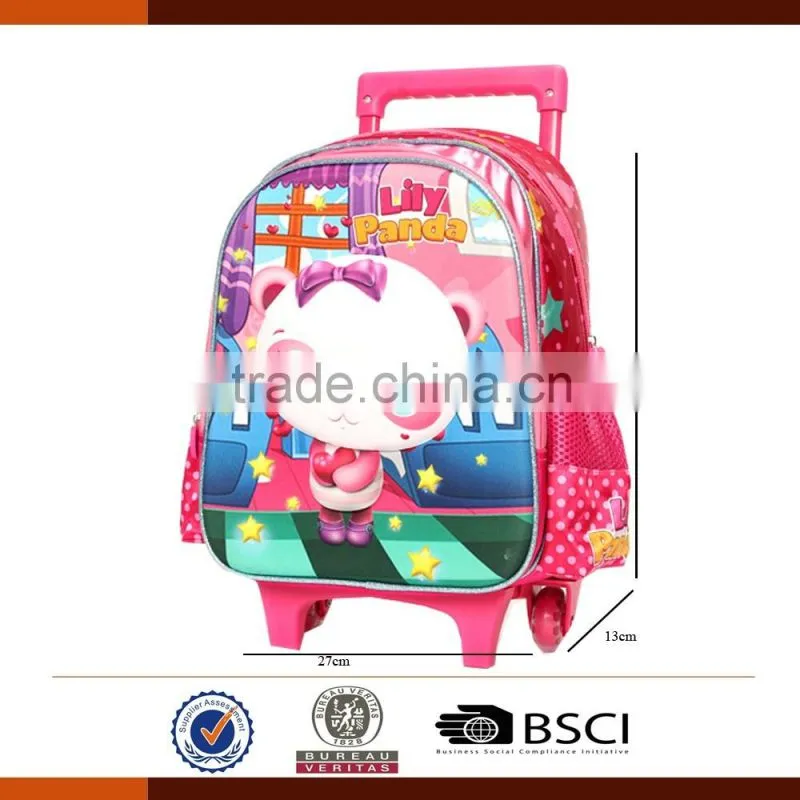 New design cute panda trolley school bags for girls