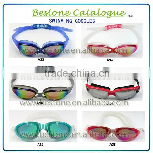 2015 anti-fog silicone best price PC lens professional swimming goggles with exquisite design