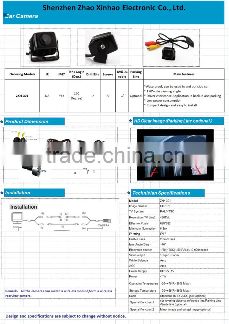 Factory selling Good quality cheapest car rear view camera with water proof