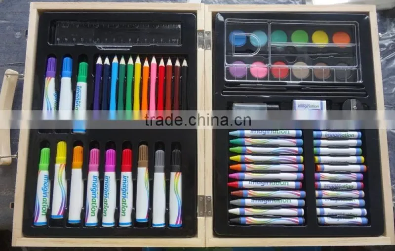 2015 New Product Hot Sales Beautiful 68pcs Drawing Art Set In Wooden Case For Kids Gift