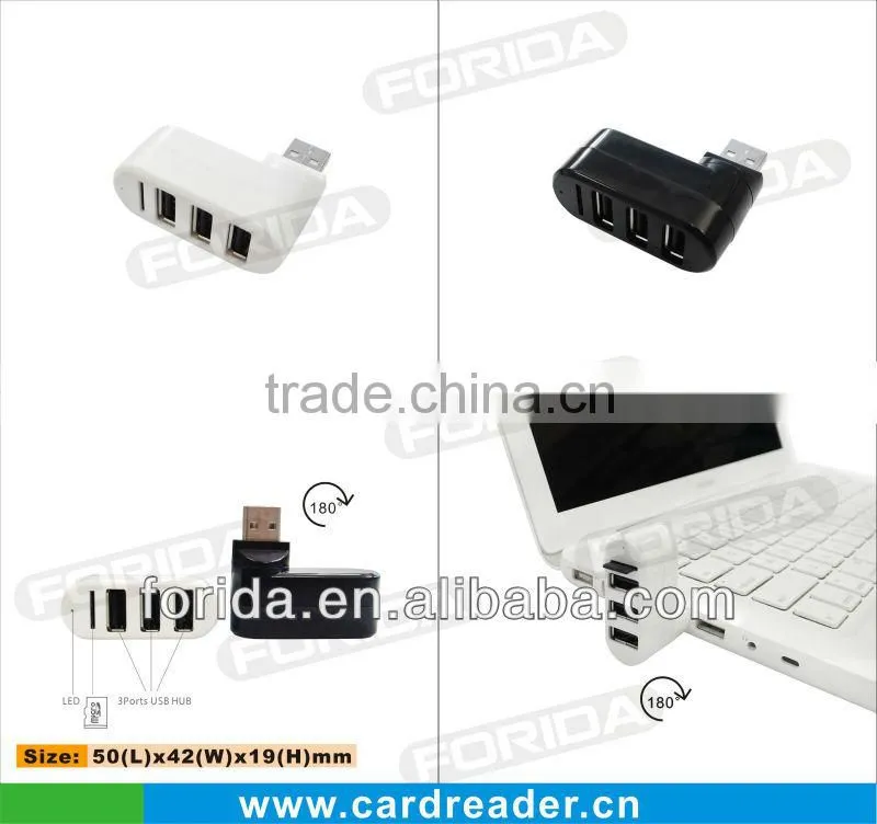 Turnable mini COMBO-usb hub 2.0 + card reader