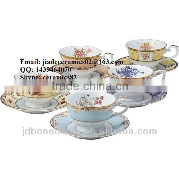 2014 new gorgeous embossed gold platinum design 12 15 24pcs new bone china dinner set porcelain ceramic cup & saucer