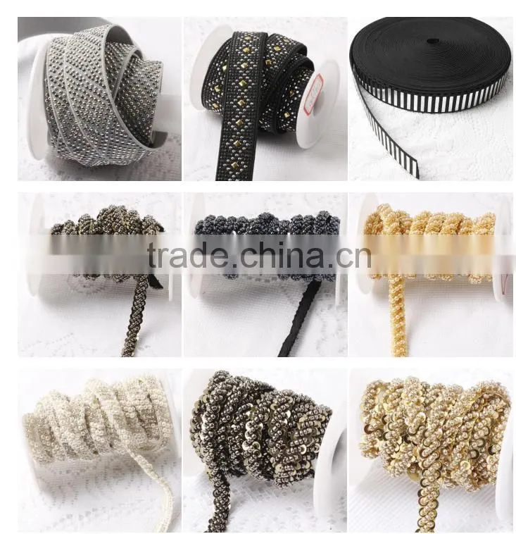 Gold Color beaded and Sequin Lace Trimming For Dress Wholesale