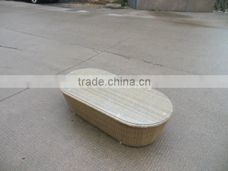 2015 OVAL WICKER COFFEE TABLE OUTSIDE
