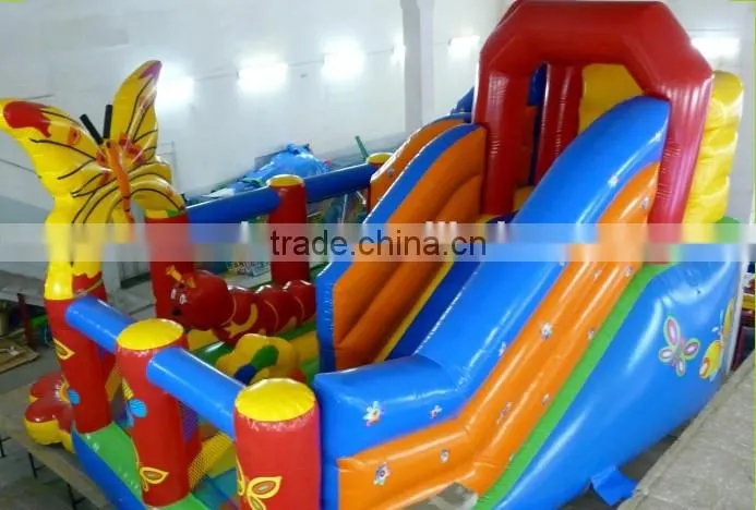 Inflatable butterfly theme fun city amusement park slide climbing game combo,with slide