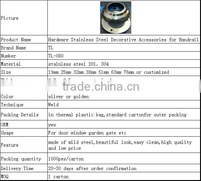 stainless steel accessories handrail base cover