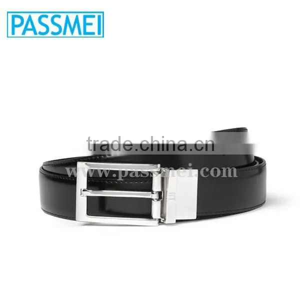 Genuine Black Leather Pin Buckle Belt Made in China