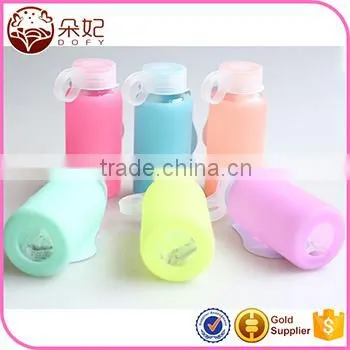 Modern high-grade high quality glass water bottle with silicone sleeve