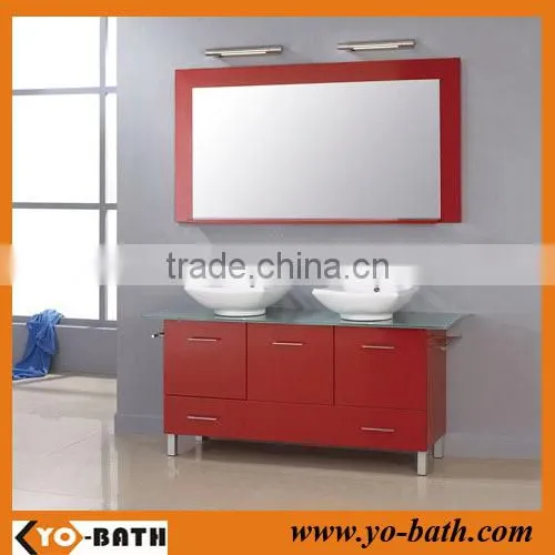 59" solid wood cherry bath vanity with glass top