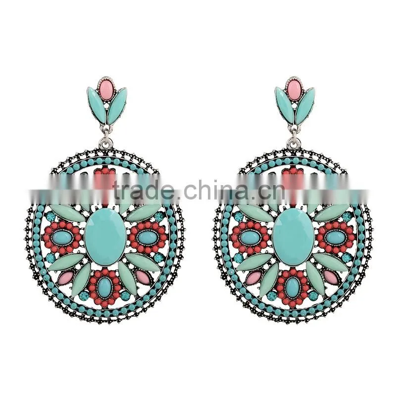 2016 cute Gold tone znic alloy pink color stud earring