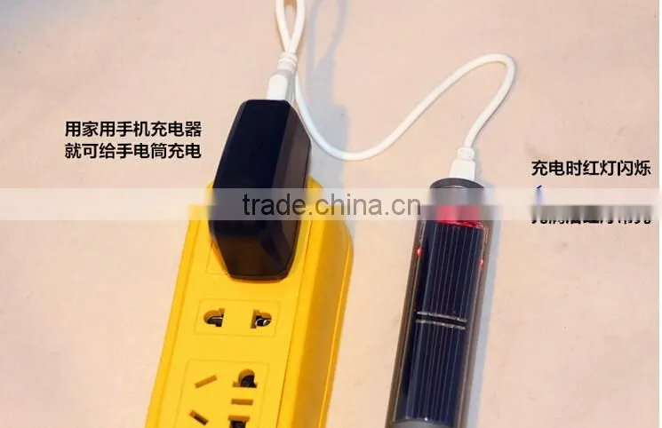 3W Strong Light Rechargeable High Power Led Solar Flashlight