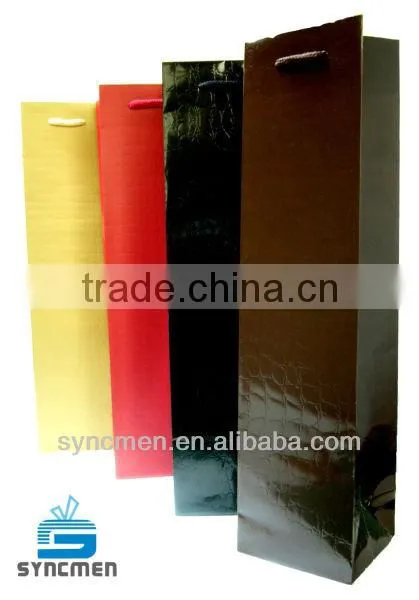 Bottle Paper Bag with your logo, high quality wine paper bag