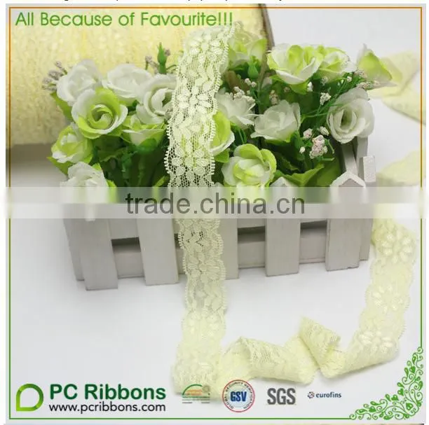 Solid cream 2.5cm lace elastic ribbons