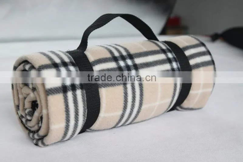 100%Polyester Solid Color Polar Fleece Travel Blanket with Drawstring Bag