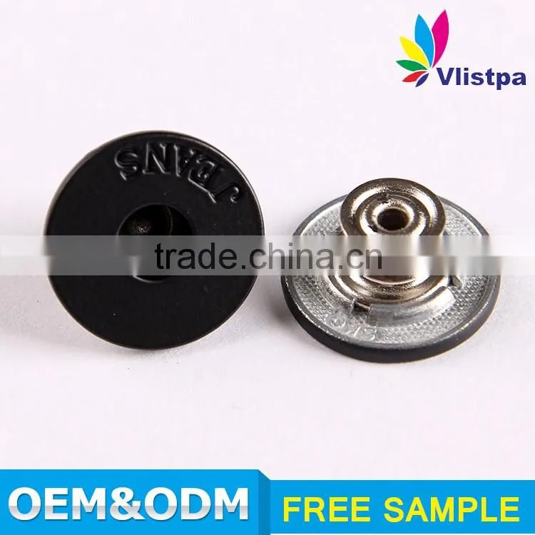 China manufacture anti brass hot sale black nickel metal jeans button