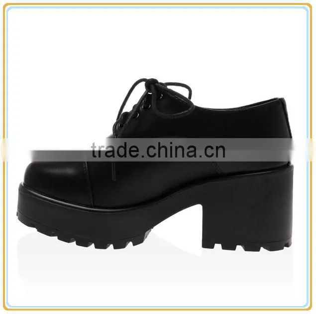 WOMENS LADIES CHUNKY CLEATED PLATFORM MID BLOCK HEEL ANKLE CASUAL SHOES