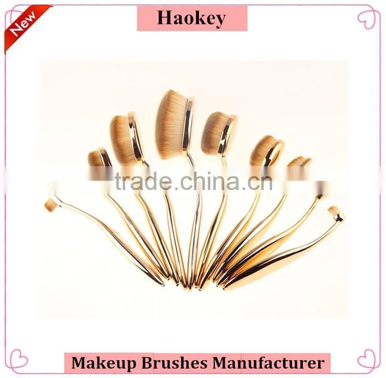 10pcs per set nylon oval make up brush for cosmetic and foundation brush with makeup brush box