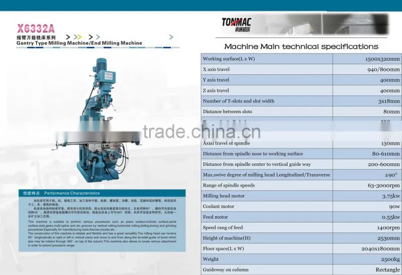 precision machining Universal Milling Machine tool X6332A goodsupplier