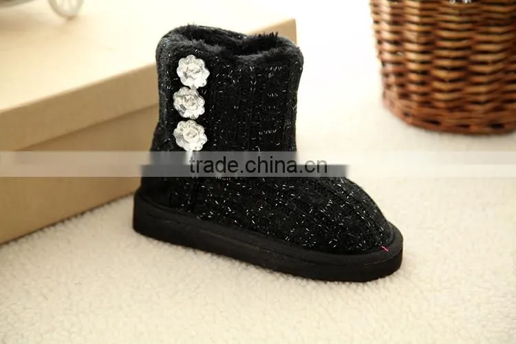 customed size button sparkle snow children shoes