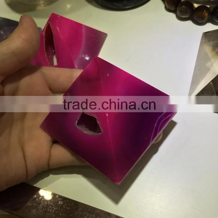 New Natural Rock Agate Crystal Geodes Pyramid For Home Decor