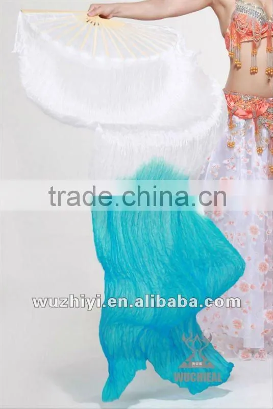 2012 wholesale green blue rose mixing color Belly Dance Silk Fans veil DJ1022