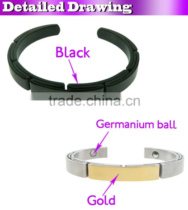 2013 hot gold &black wholesale Sterling Silver Bangle Cuff Bracelet 5 in 1 Bangle 7.5-8.5inch friendship bangle for sale