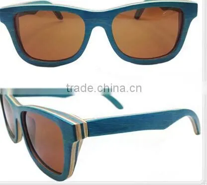 2014 100% handmade&recycled skateboard wood sunglasses with FDA approval in China