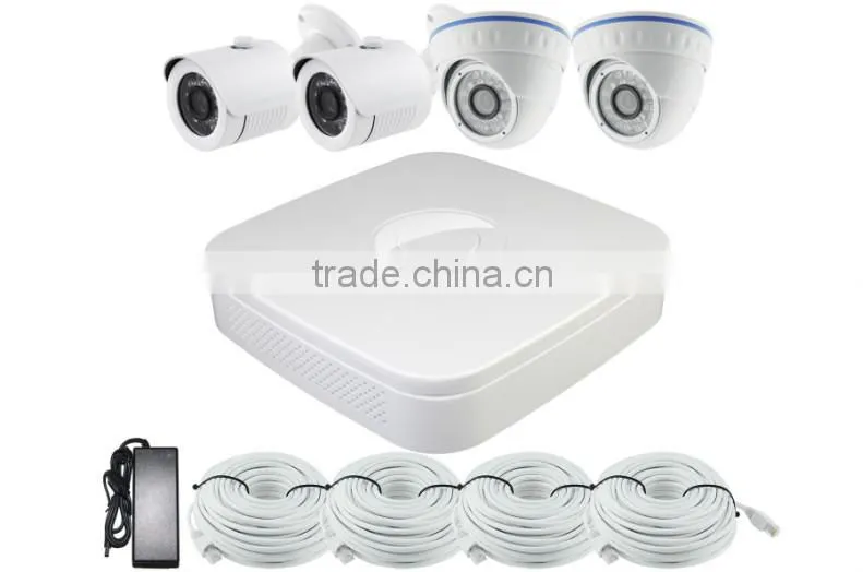 ACESEE wholesale surveillance dvr with 4 IP cameras Vandalproof HD Dome NVR Kit