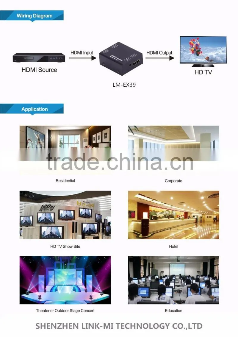 LINK-MI LM-EX39 wholesale price HDMI video signal amplifier Transmit up to 25m under 4Kx2K@60Hz, YUV 4:4:4