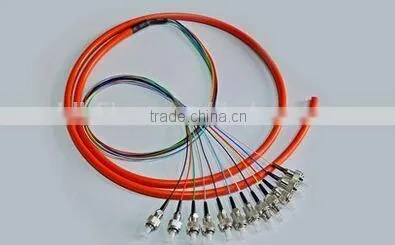 12 cores SM/MM bundle fan-out fiber optical pigtail with st connector,optical fiber st pigtails