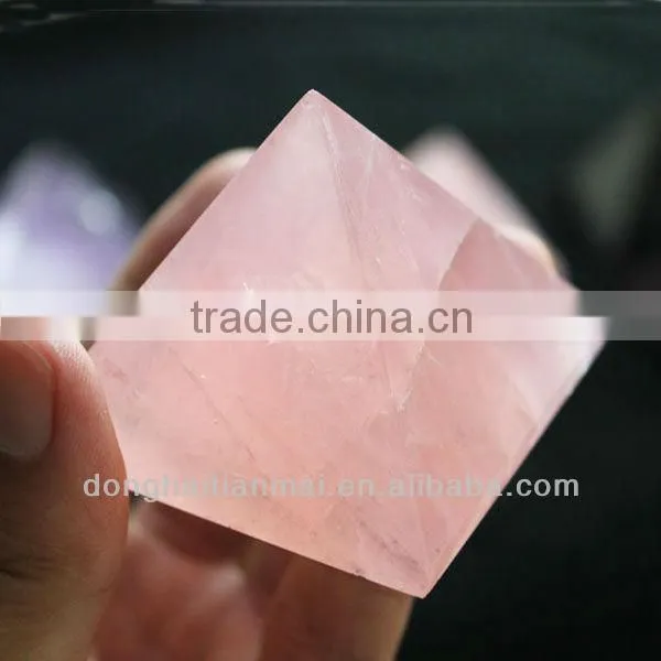 Natural Rock Rose Crystal Pyramid / Rose Quartz Crystal Pyramid for sale