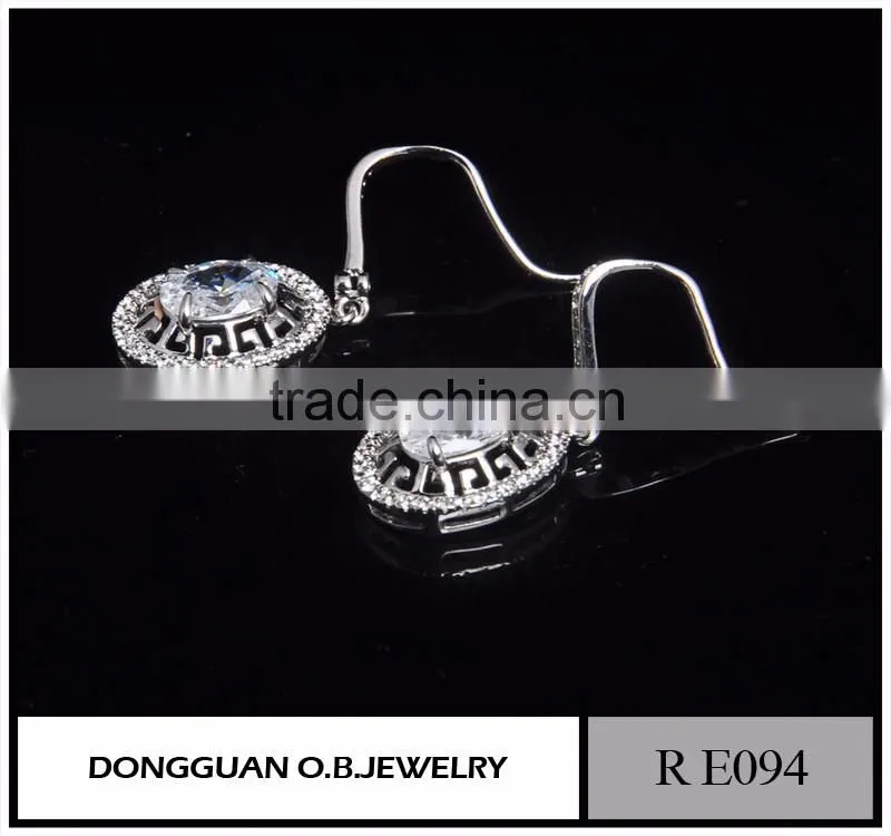 Crystal 925 Sterling Silver Zircon Earring Jewelry With Rhinestone