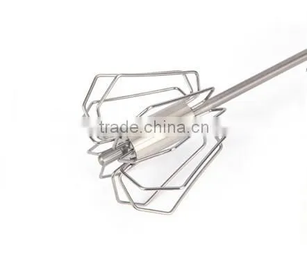 Stainless steel miracle whisk tools With Rubber Hand rotating egg whisk egg beater