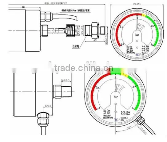 All Stainless steel Oil filled Electric contact mpa pressure gauge with alarm with temperature compensation