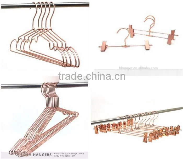 light weight metal pants hanger with clips,mental clips hanger