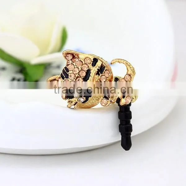 rhinestone dust plug luxurious cat earphone dust plug ,promotion gift - A56
