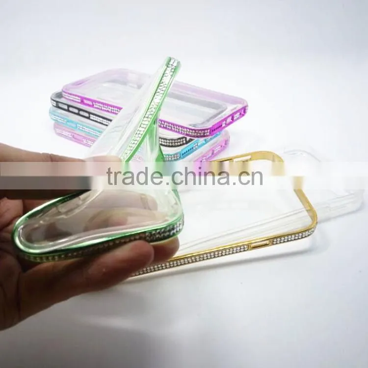 New detachable TPU + PC 2 in 1 flexional diamond 4.7inch transparent cell phone case for iphone 6, mobile phone case