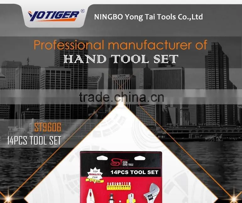 14pcs Hand Tool Kit Set with Pliers and Adjustable Wrench