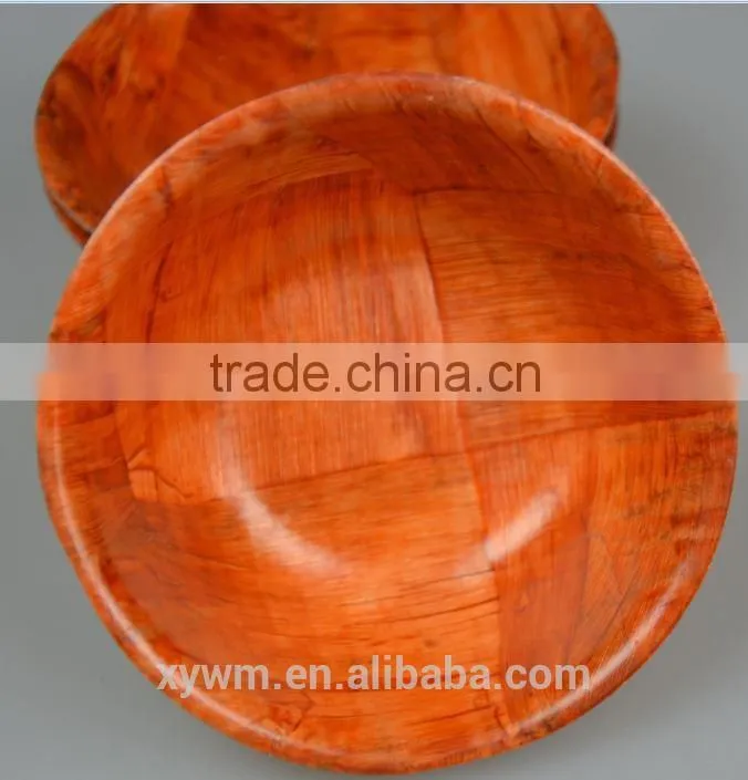 Round woven wooden salad bowl set with 10 sizes