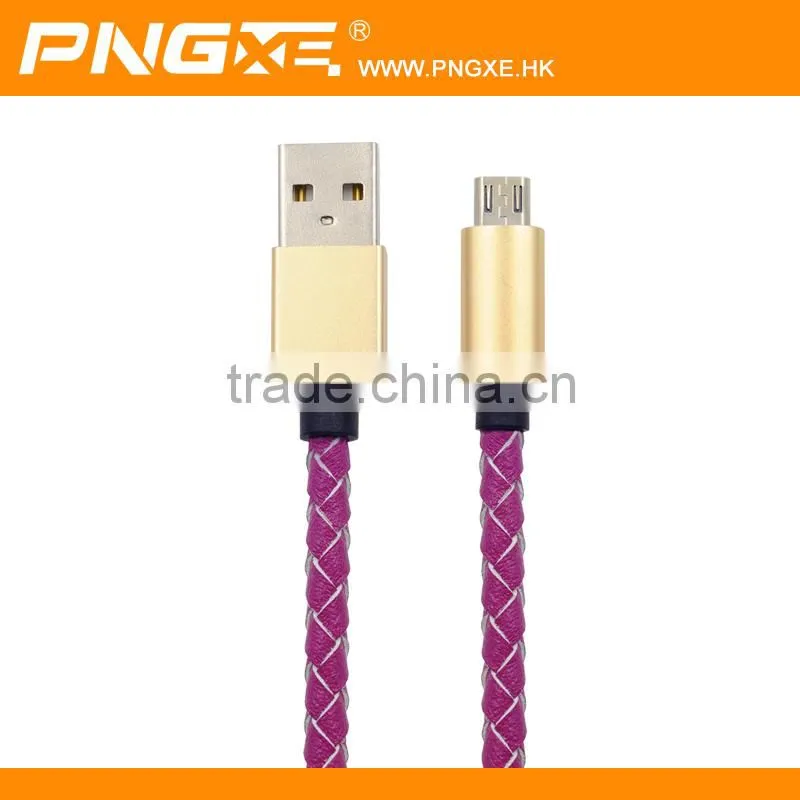 2015 Most fashionable metal & pu 5pin micro usb android data cable for all mobile phone